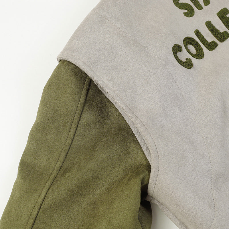 Fear Of God 6th Collection Varsity Bomber Jacket – Gray Green / Black & Apricot / Black
