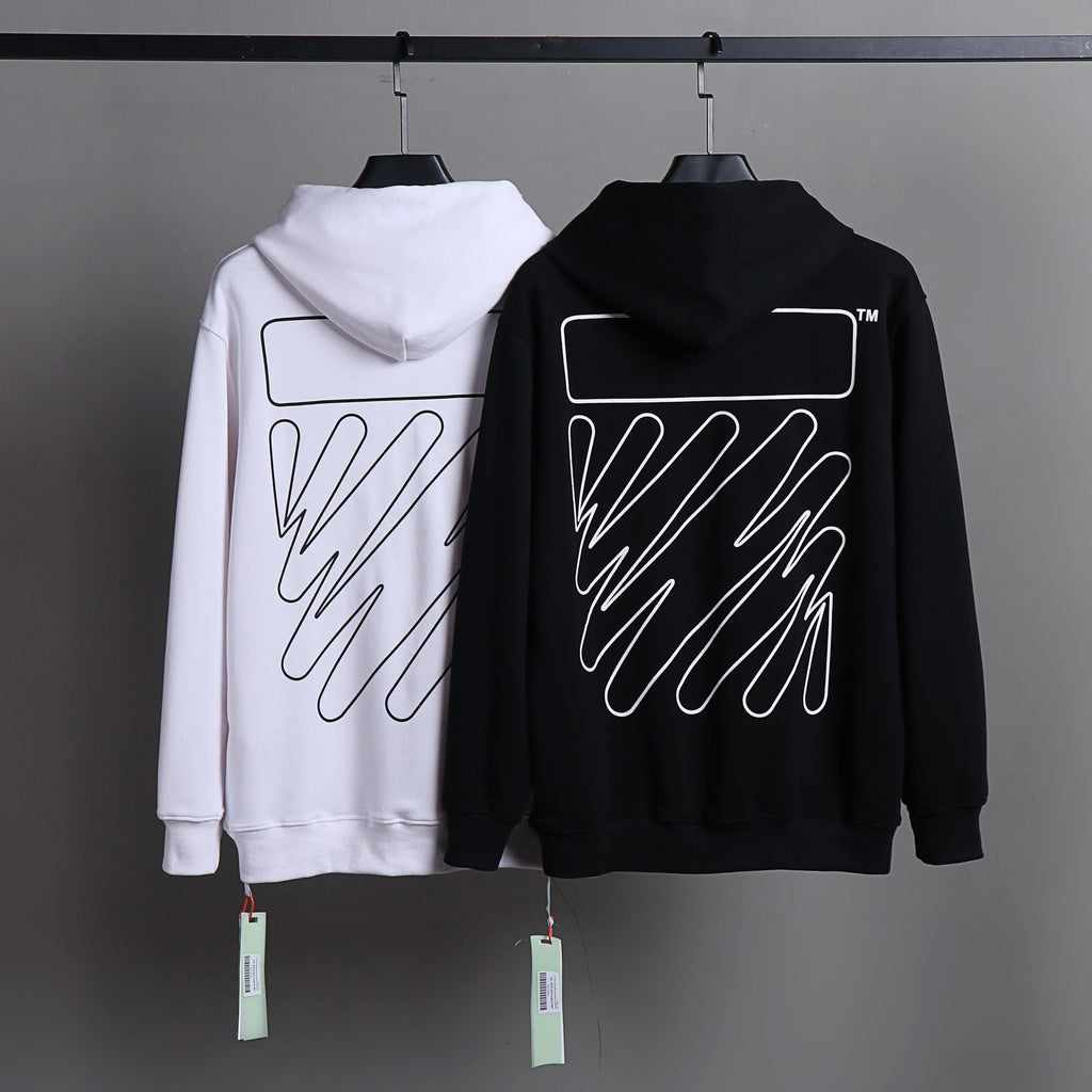 Off-White Outline Diagonal Stripe Hoodie – Pullover Fleece