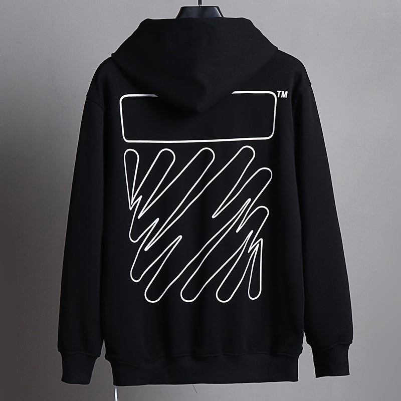 Off-White Outline Diagonal Stripe Hoodie – Pullover Fleece
