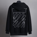 Off-White Outline Diagonal Stripe Zip Hoodie – Black Fleece