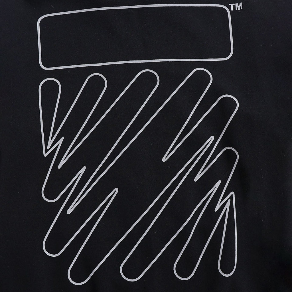 Off-White Outline Diagonal Stripe Zip Hoodie – Black Fleece