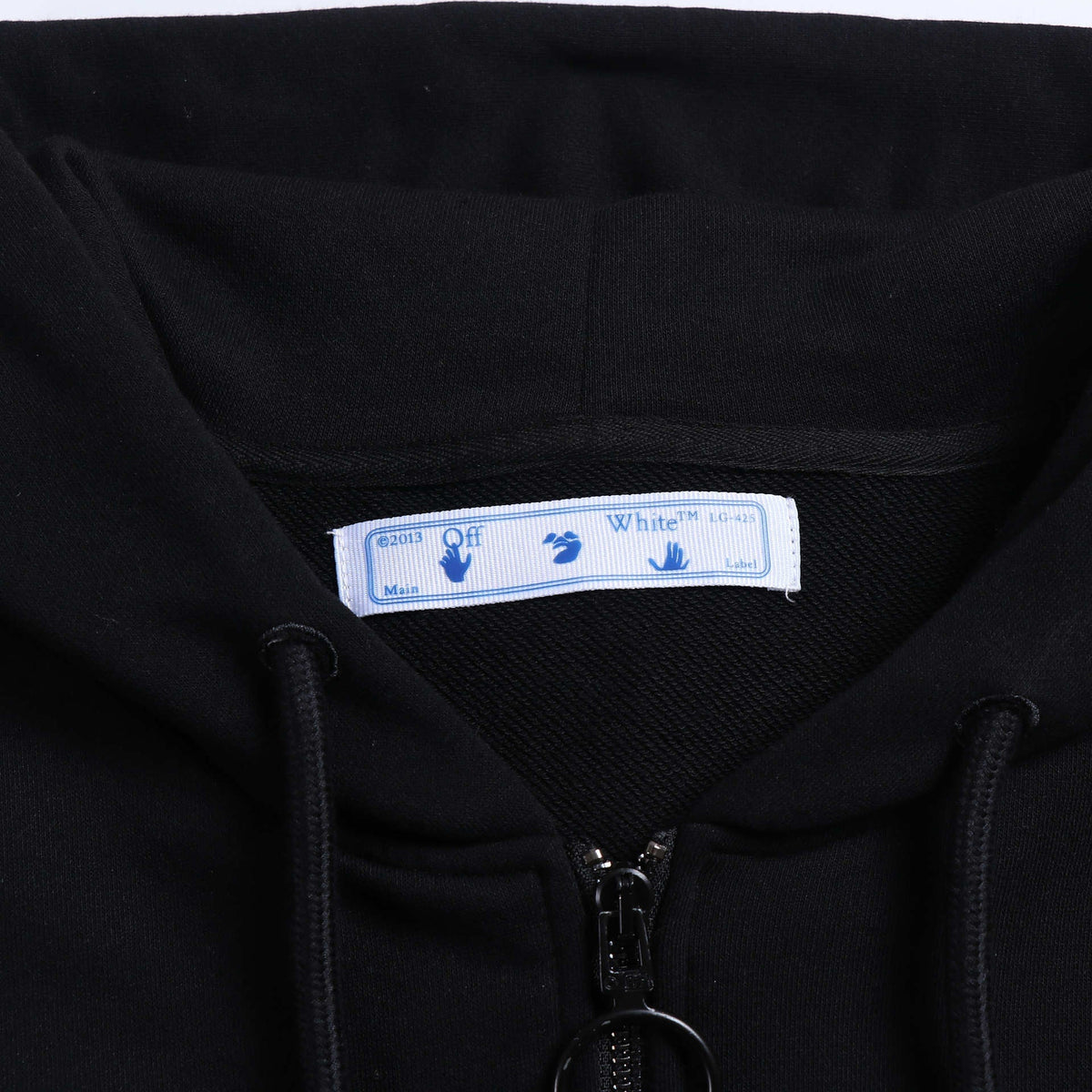 Off-White Zip-Up Hoodie — 100% Cotton Fleece