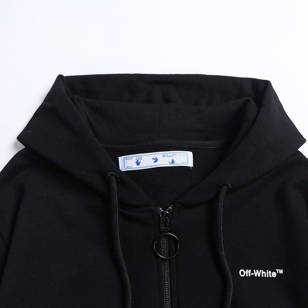 Off-White Zip-Up Hoodie — 100% Cotton Fleece