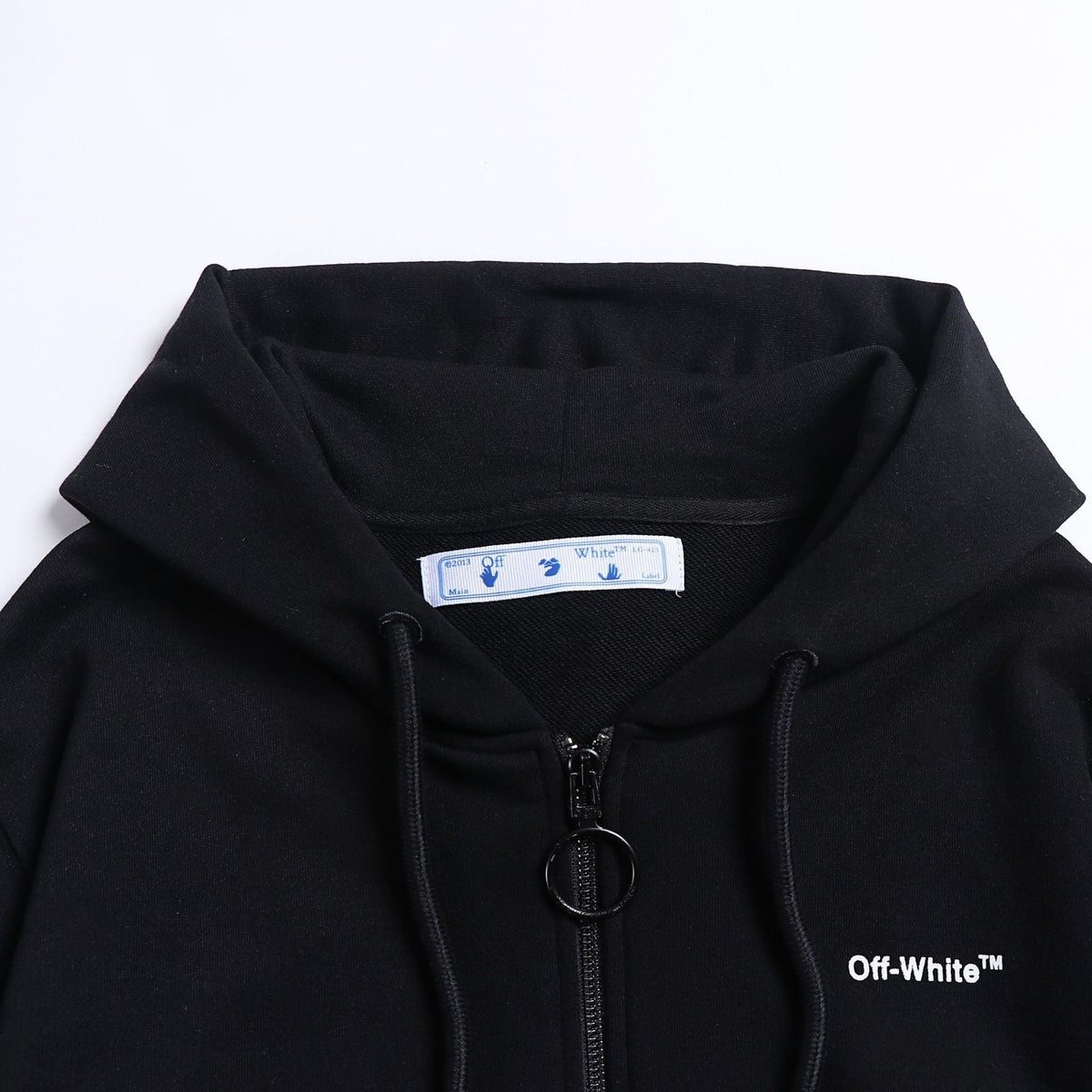 Off-White Zip-Up Hoodie — 100% Cotton Fleece