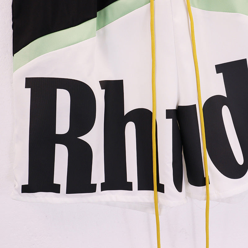 RHUDE Awakening Colour-Block Logo-Print Twill Drawstring Shorts