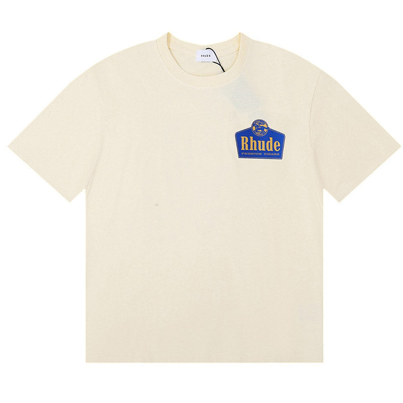 RHUDE Logo-Print Cotton T-Shirt – Black / Apricot / White