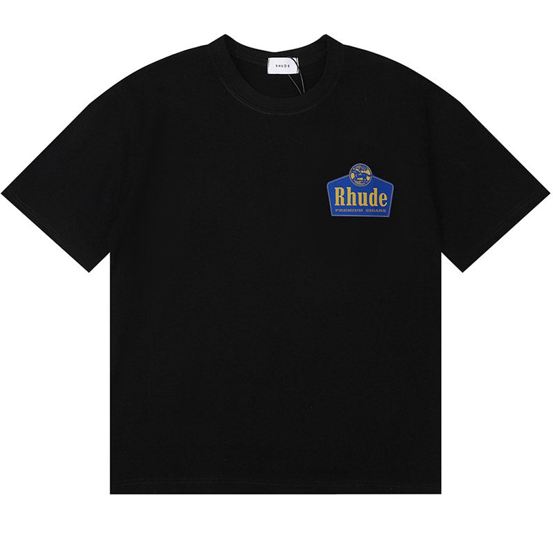 RHUDE Logo-Print Cotton T-Shirt – Black / Apricot / White