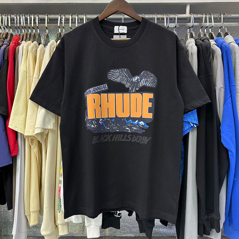 RHUDE Black Hills Rally T-Shirt – White / Apricot / Black