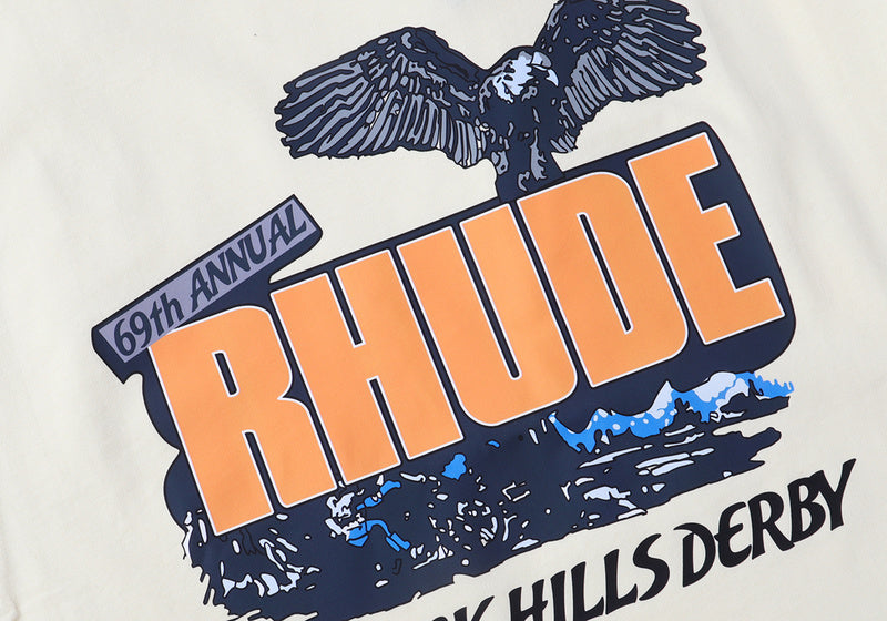 RHUDE Black Hills Rally T-Shirt – White / Apricot / Black