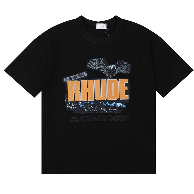 RHUDE Black Hills Rally T-Shirt – White / Apricot / Black