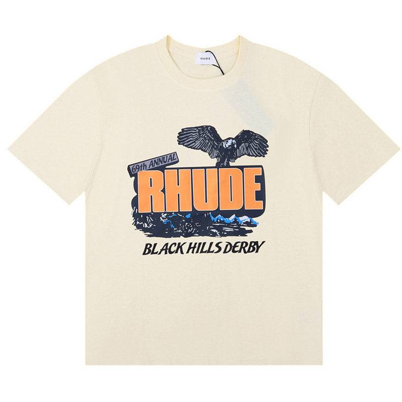 RHUDE Black Hills Rally T-Shirt – White / Apricot / Black