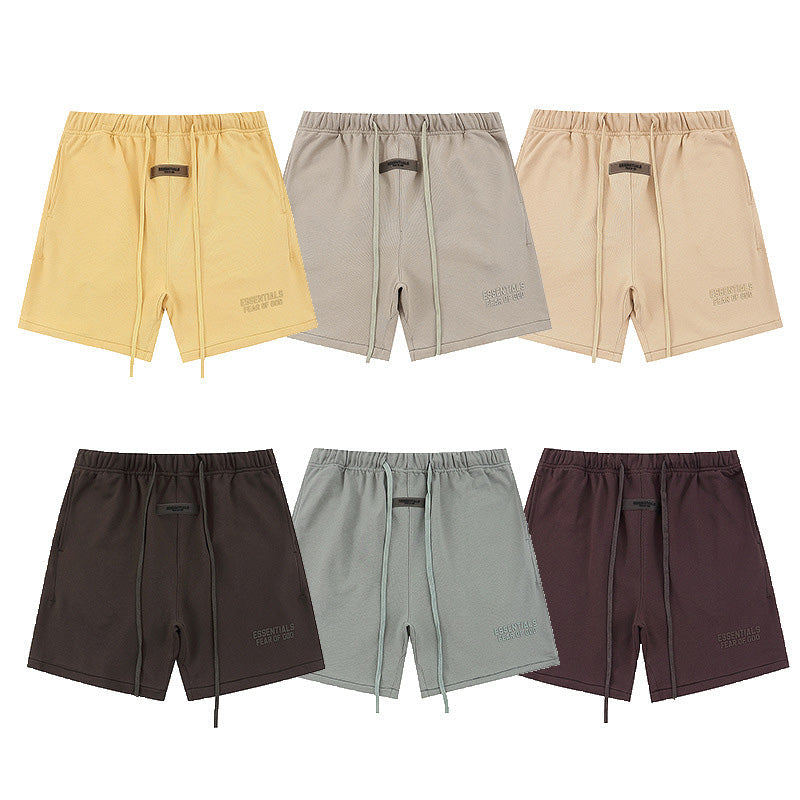 Fear of God Season 9 Flocking Thickened Letter Print Shorts – Haze Blue / Light Black