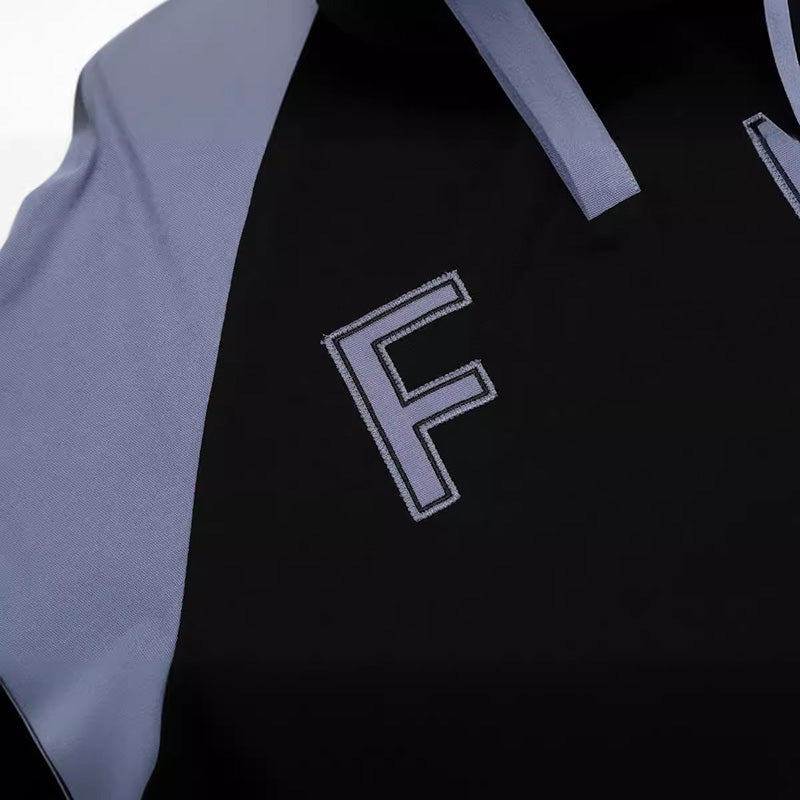 Fear of God Spliced FG Patch Embroidered Polo Shirt – Black / Slate Blue