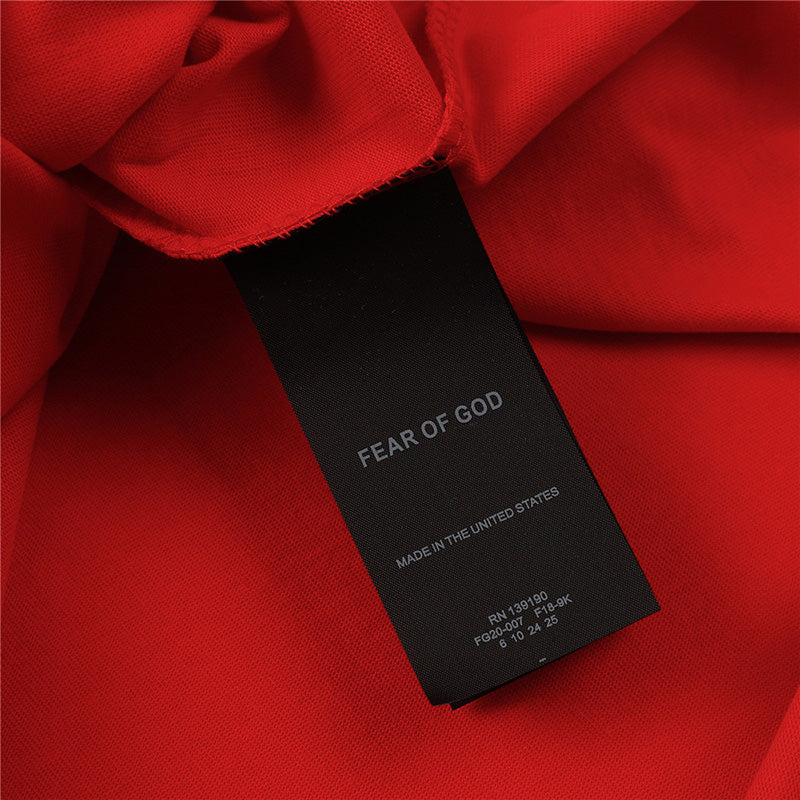 Fear of God Flocking FG7C Letters T-Shirt – Red / Black / Navy Blue