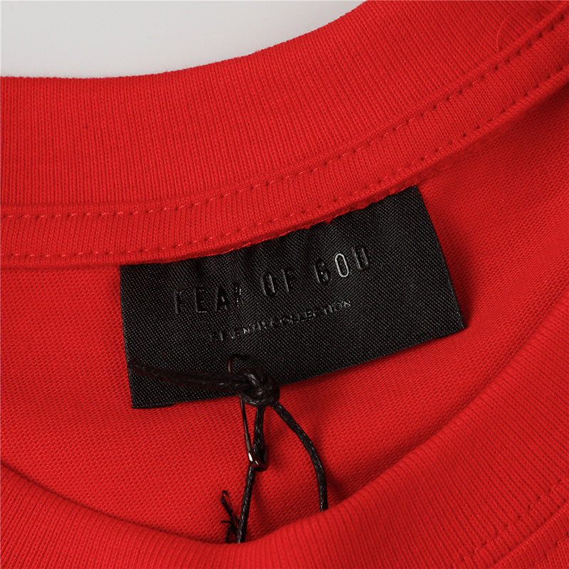 Fear of God Flocking FG7C Letters T-Shirt – Red / Black / Navy Blue