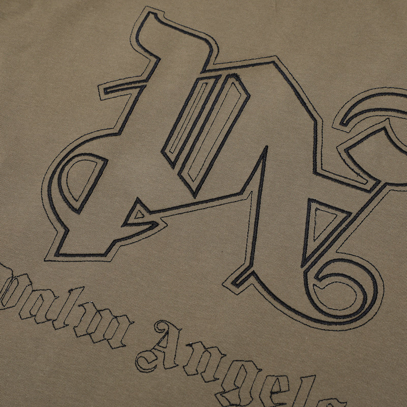 Palm Angels Monogram Statement T-Shirt – Khaki | 100% Cotton