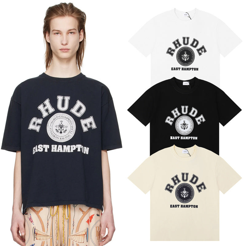 RHUDE East Hampton Catamaran Racing Graphic T-Shirt – Black / Apricot / White