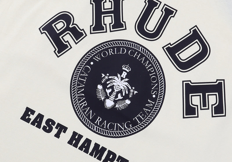 RHUDE East Hampton Catamaran Racing Graphic T-Shirt – Black / Apricot / White