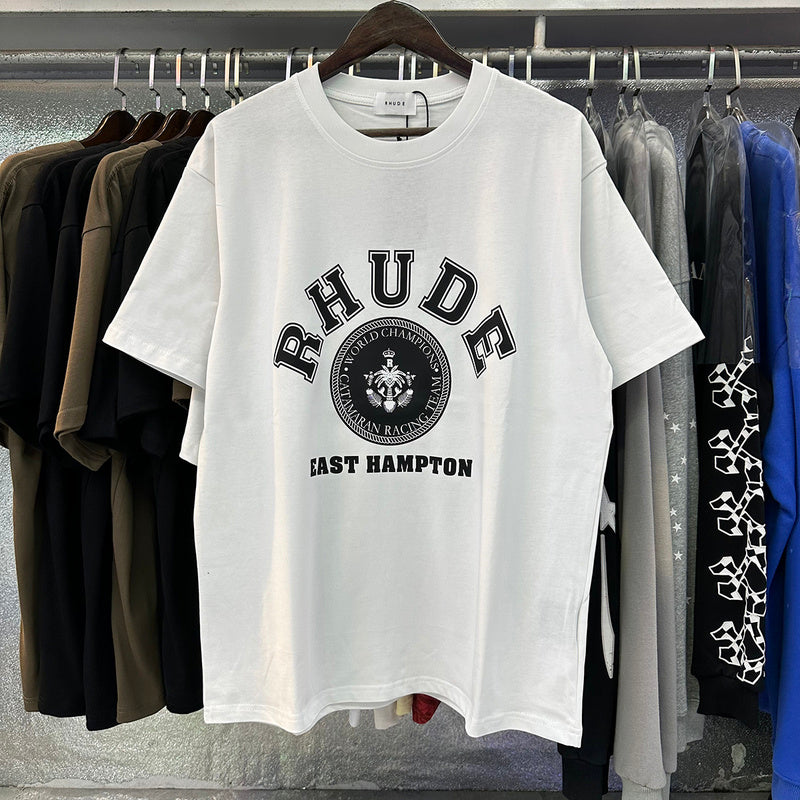 RHUDE East Hampton Catamaran Racing Graphic T-Shirt – Black / Apricot / White