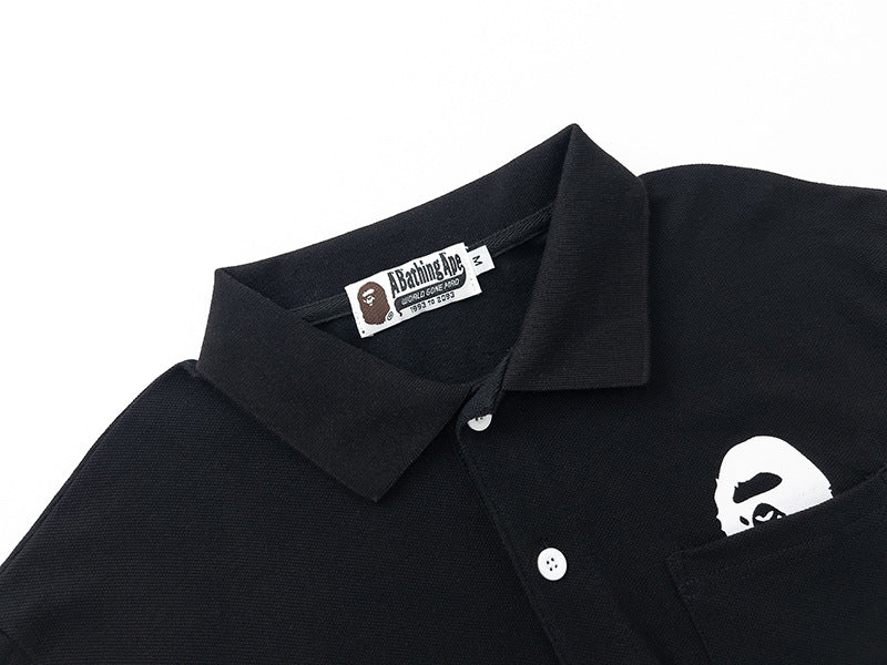 BAPE A Bathing Ape Head Logo Polo Shirt