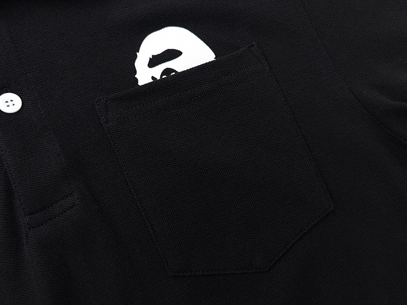 BAPE A Bathing Ape Head Logo Polo Shirt