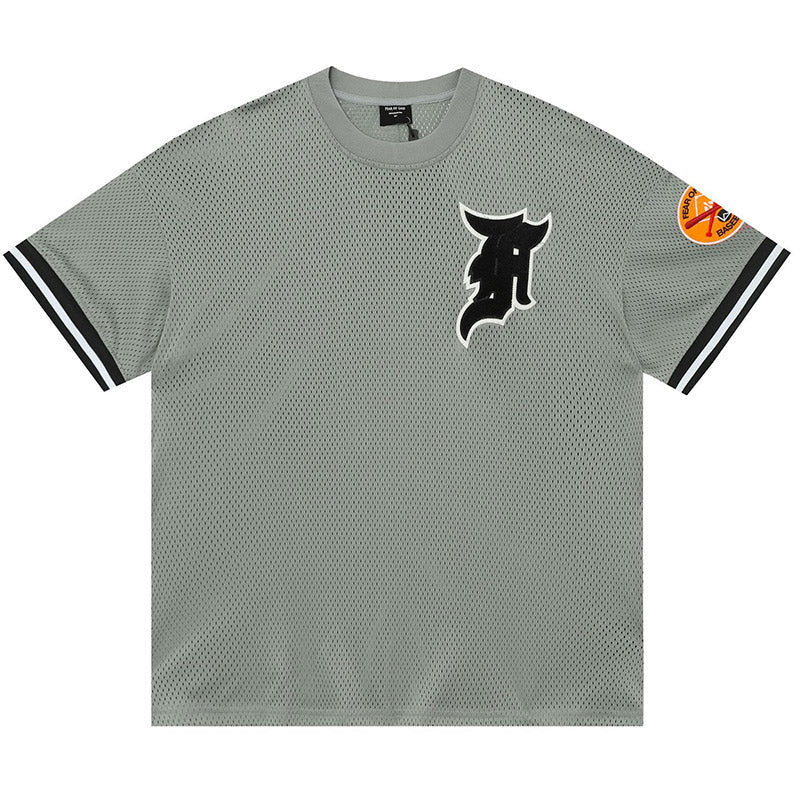 Fear of God Mesh Away Baseball Short Sleeve Jersey – Grey / Black