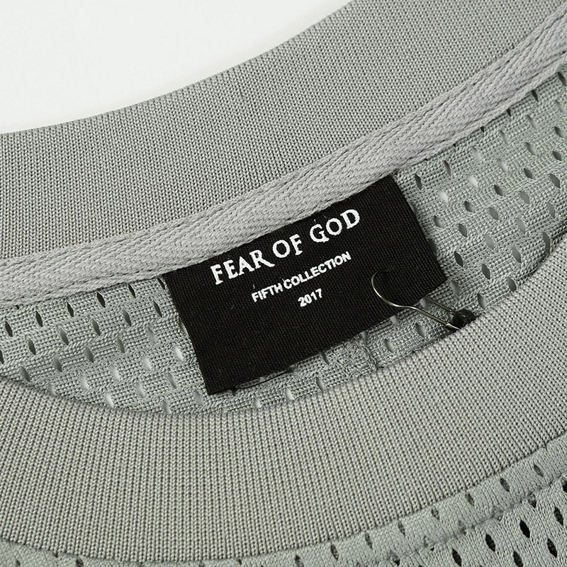 Fear of God Mesh Away Baseball Short Sleeve Jersey – Grey / Black
