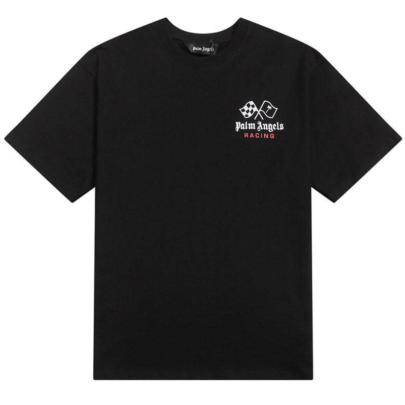 Palm Angels Racing Helmet Print T-Shirt – 100% Cotton