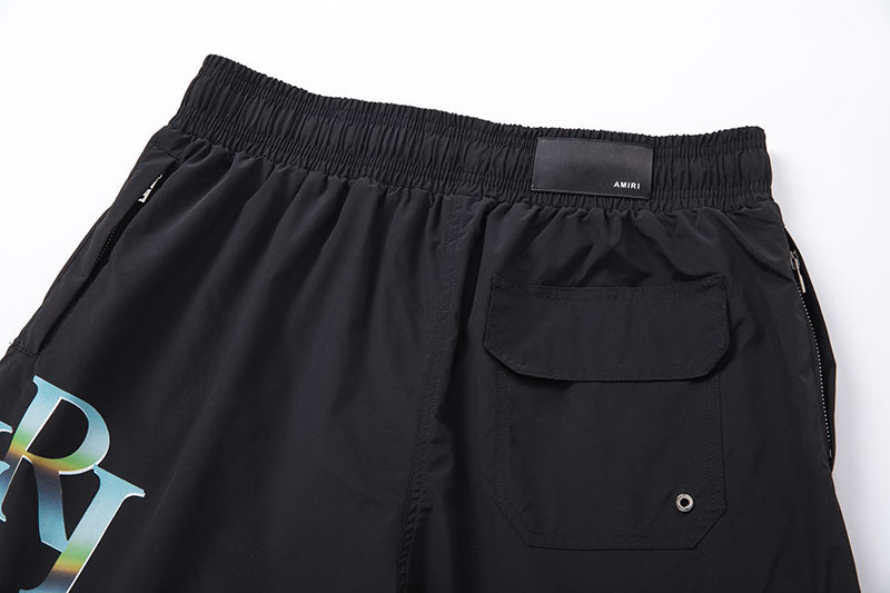 AMIRI Logo Print Swim Shorts – Lightweight Polyester
