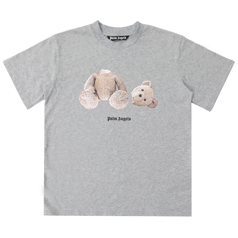 Palm Angels Bear Curved Logo T-Shirt – Grey | 100% Cotton