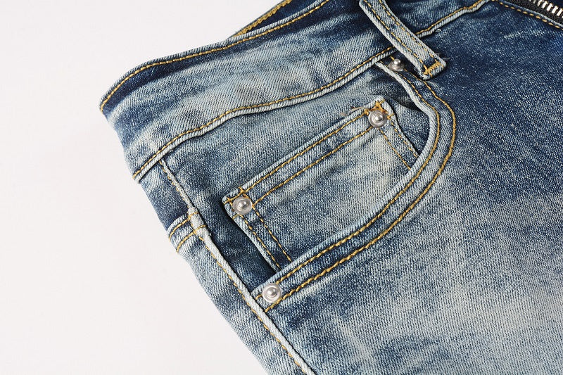 AMIRI Slim Fit Distressed Jeans – Full Logo Denim