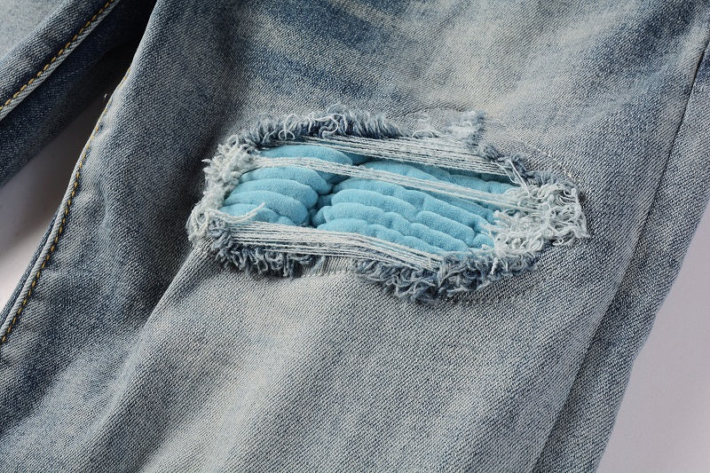 AMIRI Slim Fit Distressed Jeans – Full Logo Denim