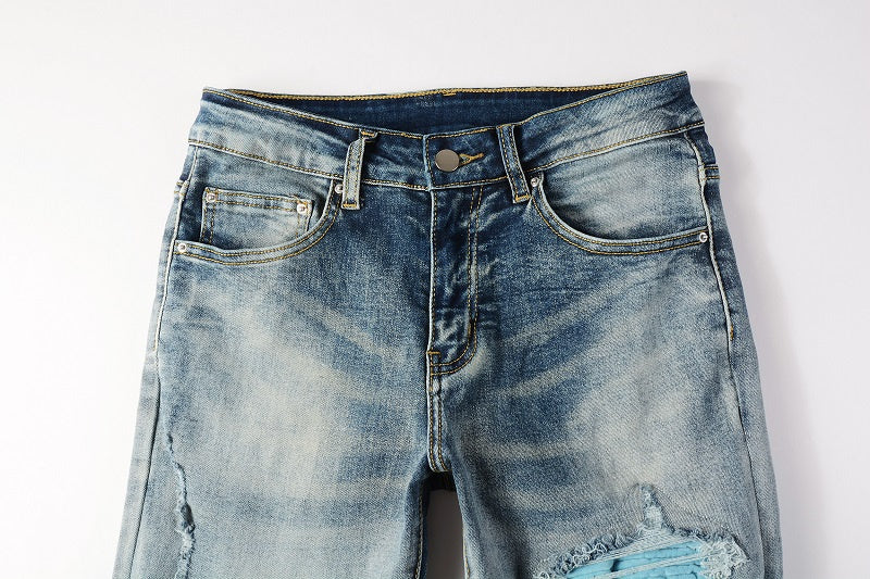 AMIRI Slim Fit Distressed Jeans – Full Logo Denim