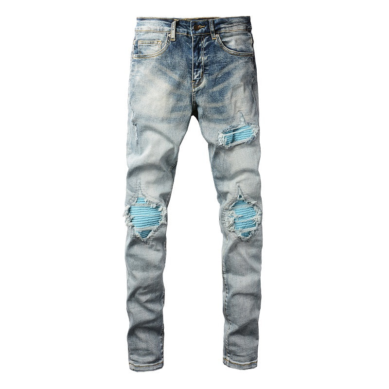 AMIRI Slim Fit Distressed Jeans – Full Logo Denim