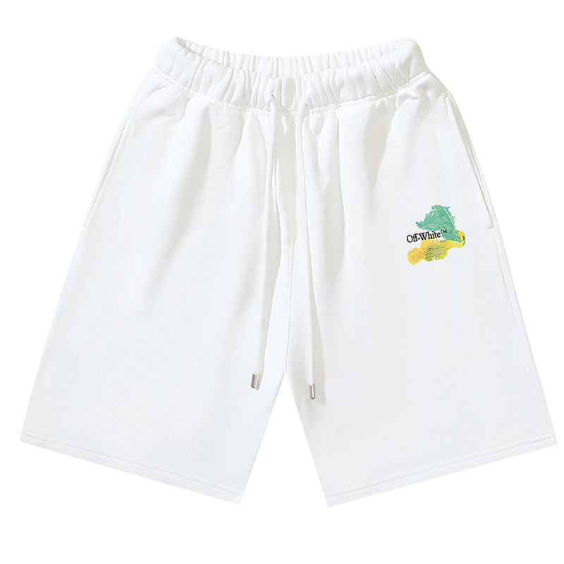 OFF-WHITE "Brush Arrows" Raw-Cut Cotton Shorts