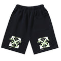 OFF-WHITE "Exactly The Opposite" Arrow Print Cotton Shorts