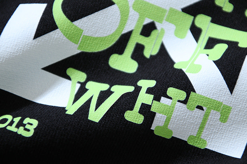OFF-WHITE "Exactly The Opposite" Arrow Print Cotton Shorts