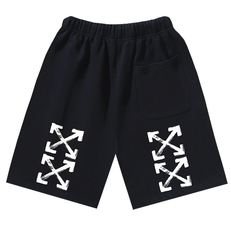 OFF-WHITE "Brushstroke Arrow" Dual-Leg Pocket Sweatshorts