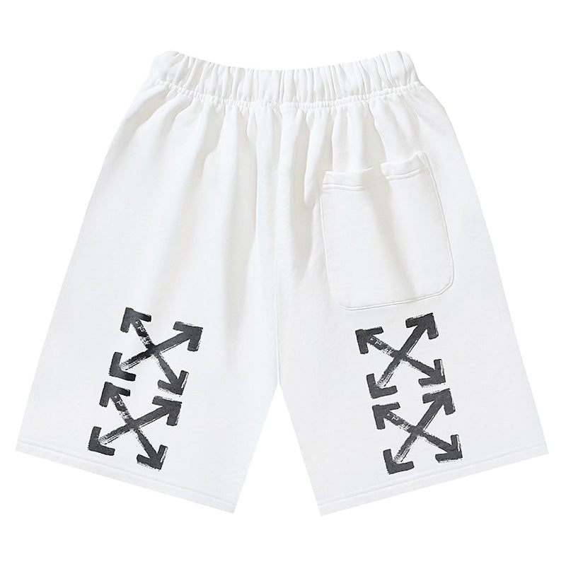OFF-WHITE "Brushstroke Arrow" Dual-Leg Pocket Sweatshorts
