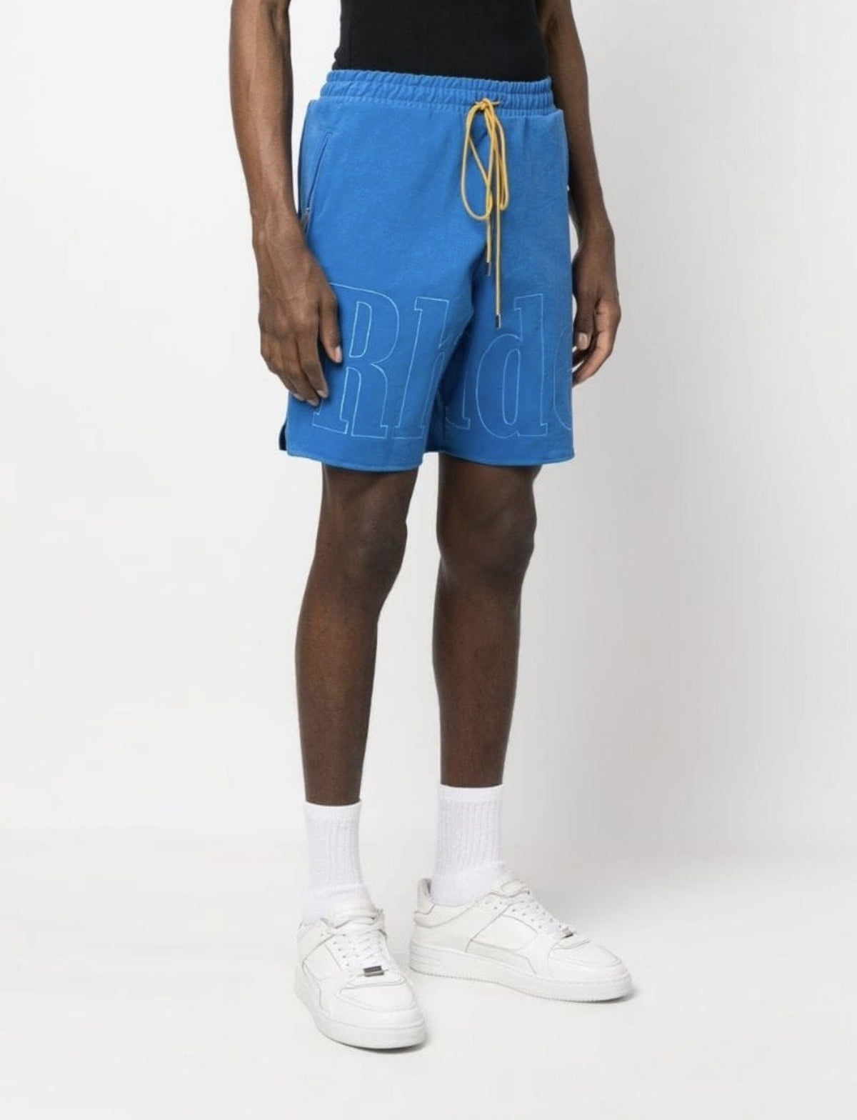 RHUDE Tonal Logo-Print Drawstring Swim Shorts – Blue