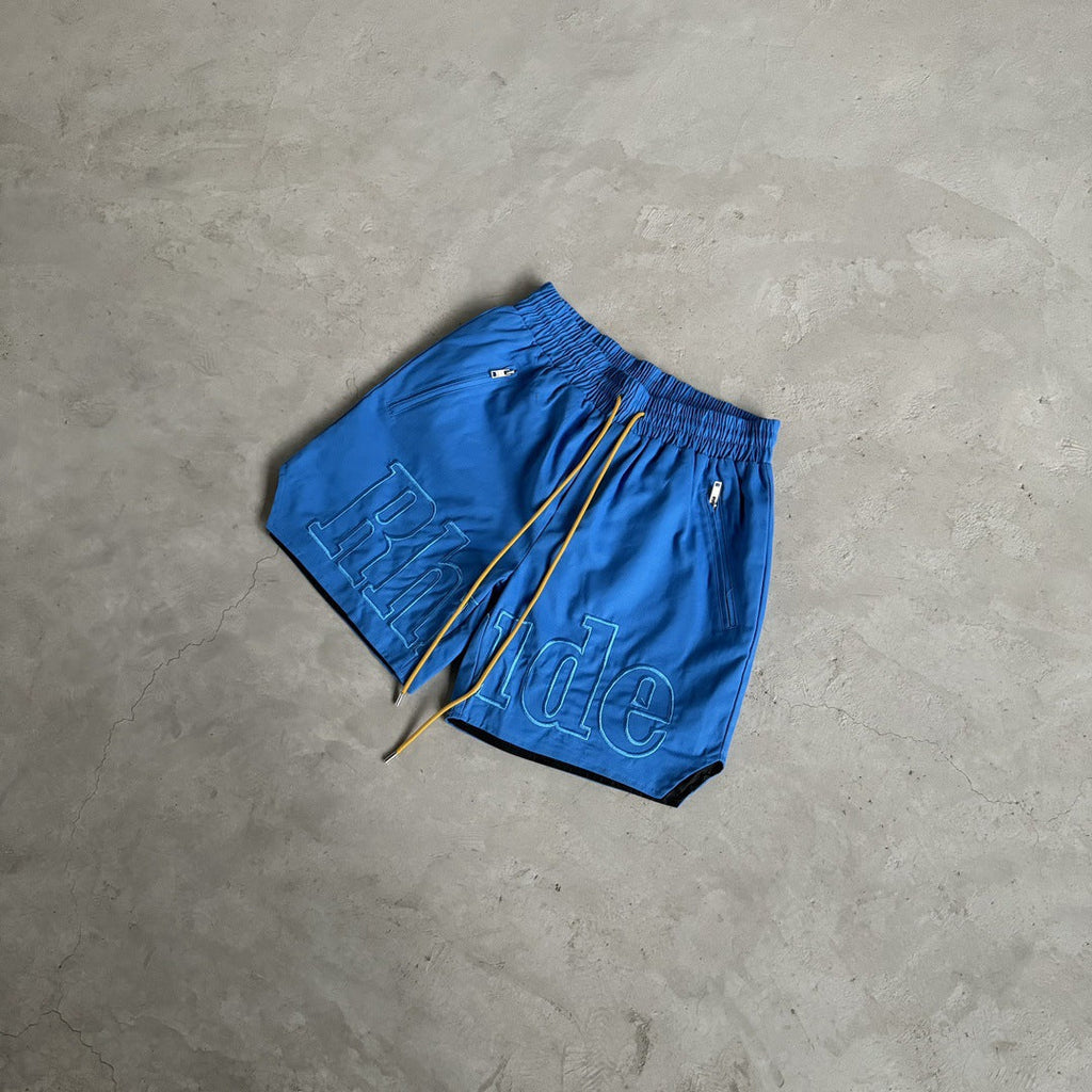 RHUDE Tonal Logo-Print Drawstring Swim Shorts – Blue