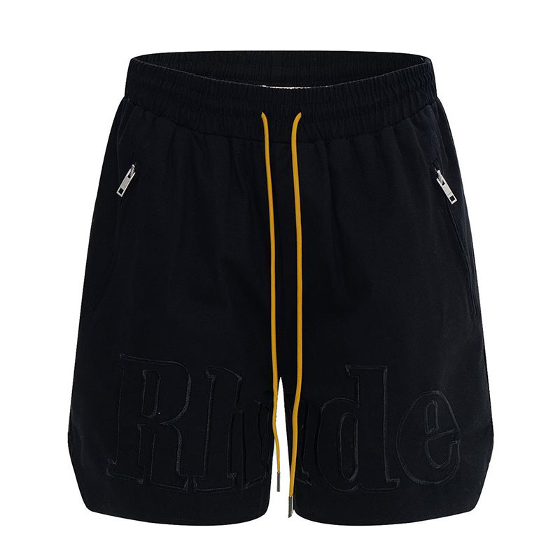 RHUDE Tonal Logo-Print Drawstring Swim Shorts – Black