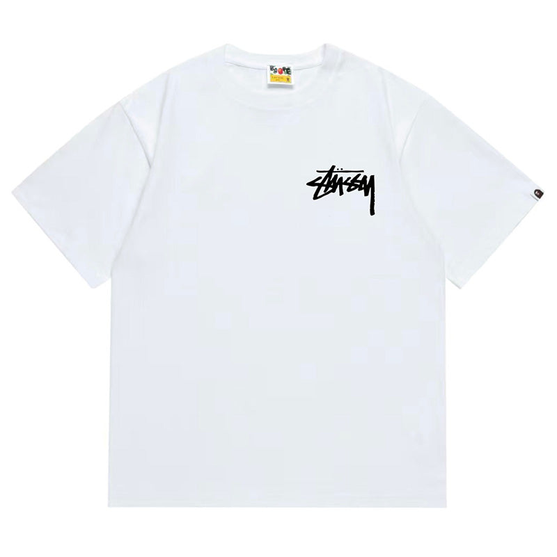 BAPE x Stussy Basic Pigment Dyed Tee - White & Gray