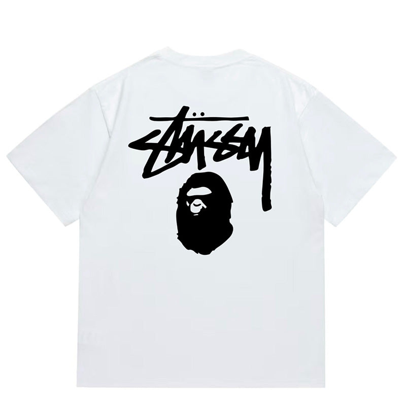 BAPE x Stussy Basic Pigment Dyed Tee - White & Gray