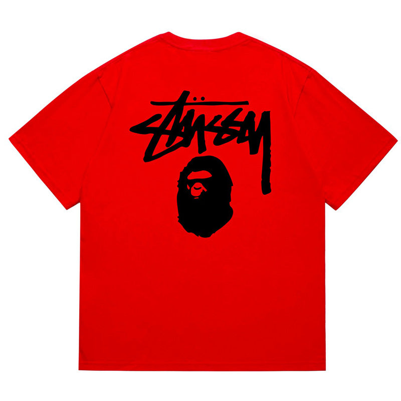 BAPE x Stussy Basic Pigment Dyed Tee - Pink & Red