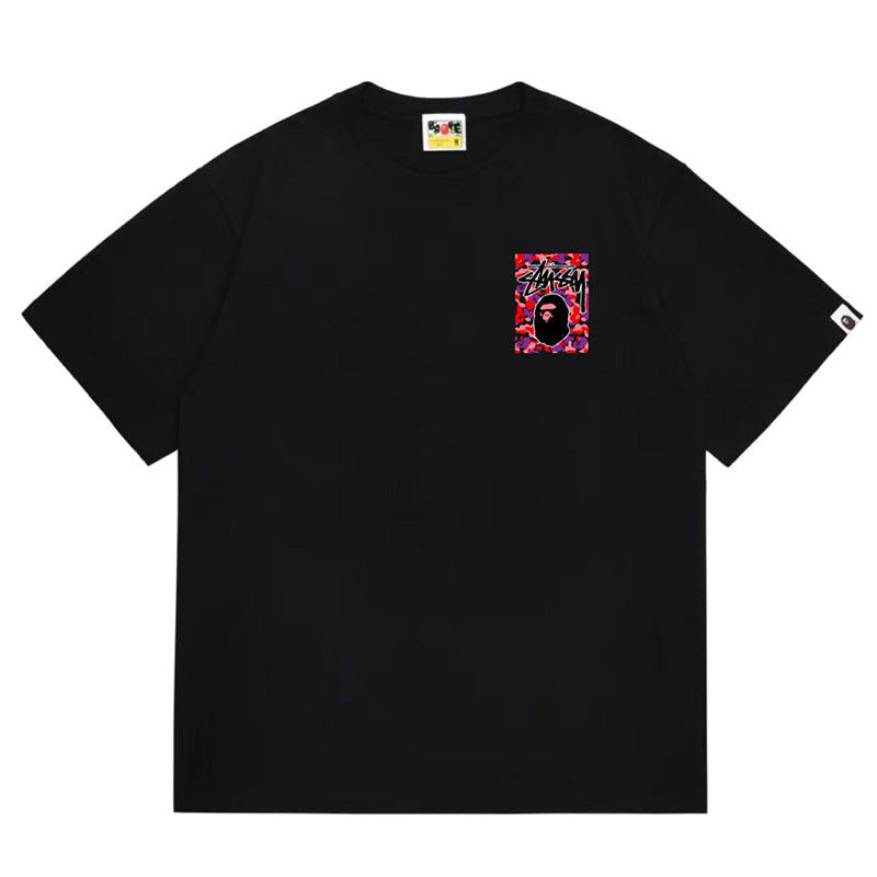 BAPE x Stussy Ape Head Tee - Gray & Black