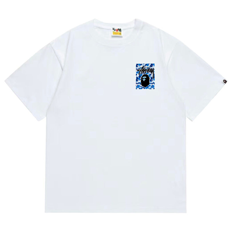 BAPE x Stussy Ape Head Tee - White & Pink