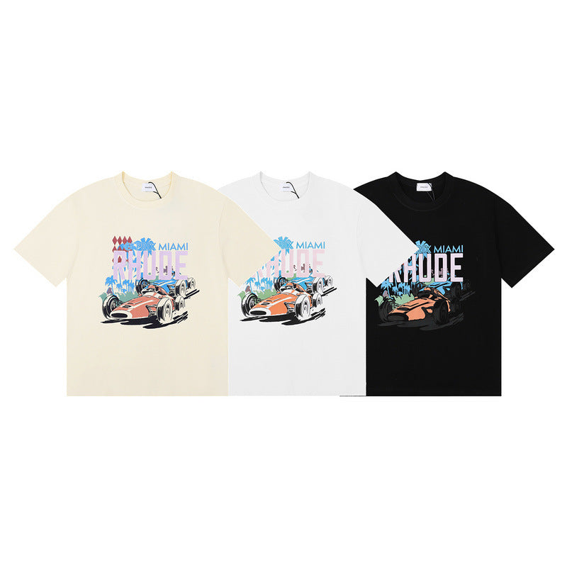 RHUDE Miami Grand Prix Cotton T-Shirt – White / Black / Apricot
