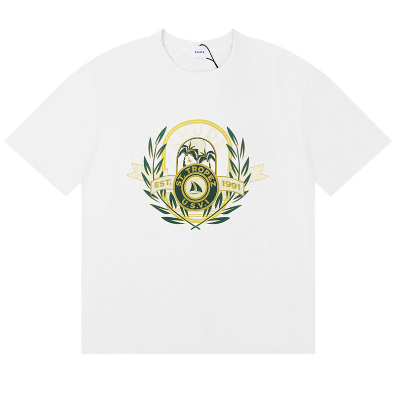 RHUDE Men's Cotton T-Shirt – Black / Apricot / White