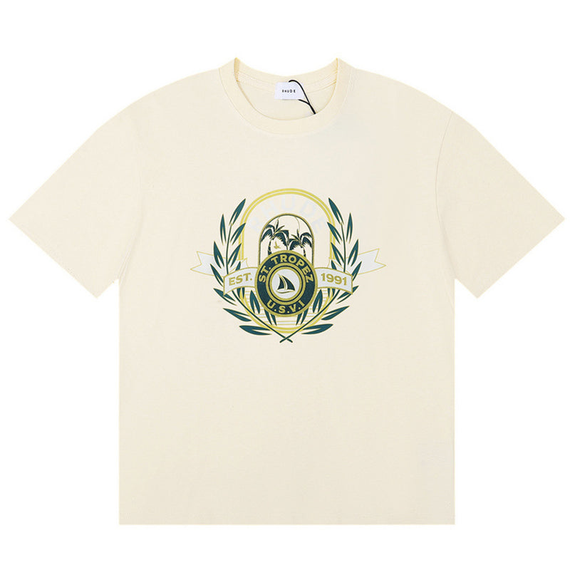 RHUDE Men's Cotton T-Shirt – Black / Apricot / White